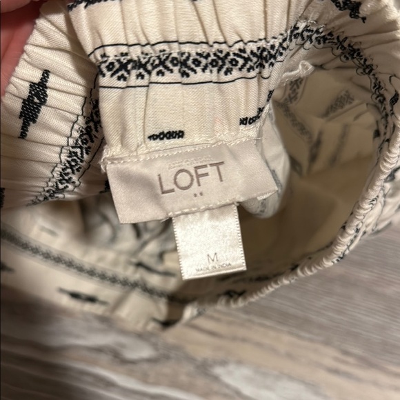 LOFT Womens Beige Black Print Elastic Waist Casual Mini Skirt Size M - Picture 2 of 2